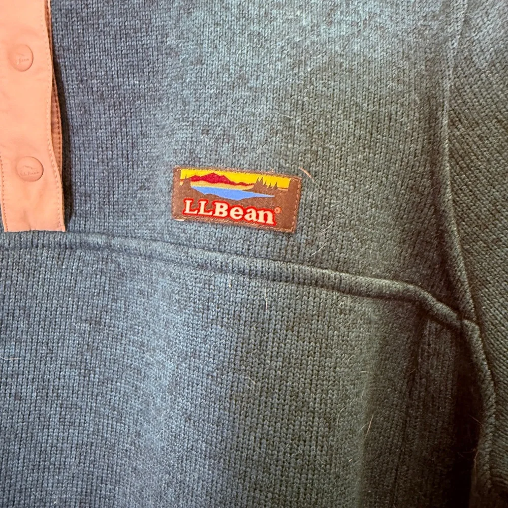 L.L. Bean Women’s Glacial Blue 1/4 Snap Knit Pullover Sz M - Picture 6 of 10